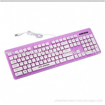 Purple Waterproof USB Keyboard, New Style, Standard